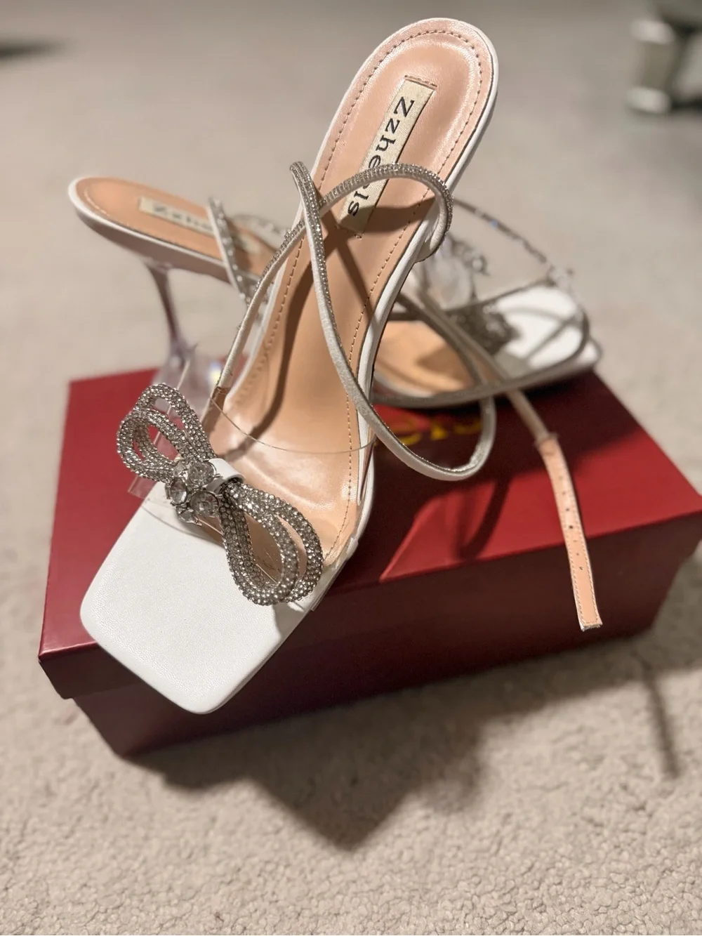 Silver Crystal Strappy Women's Heels